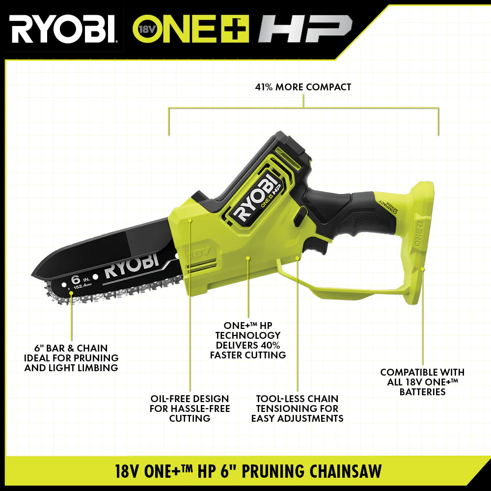 18V ONE+ HP 6" COMPACT BRUSHLESS PRUNING CHAINSAW KIT - Image 3