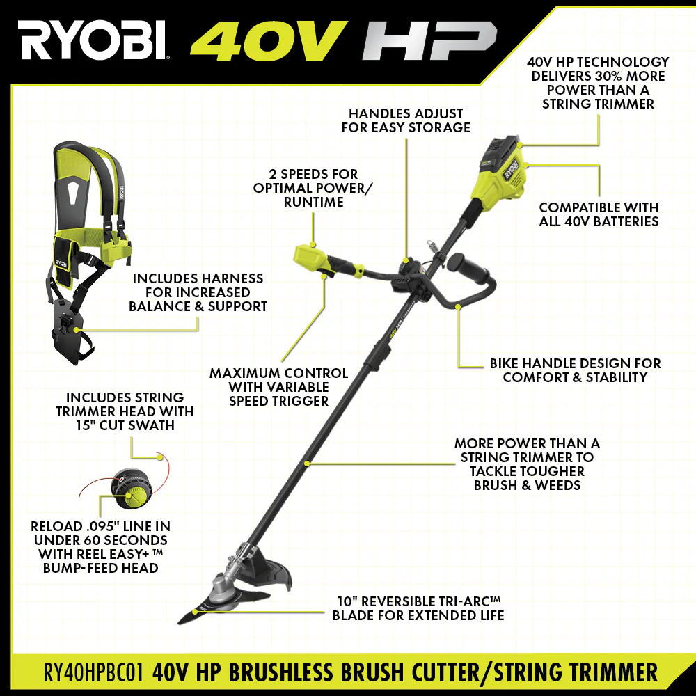 40V HP Brushless Brush Cutter/String Trimmer - Image 4