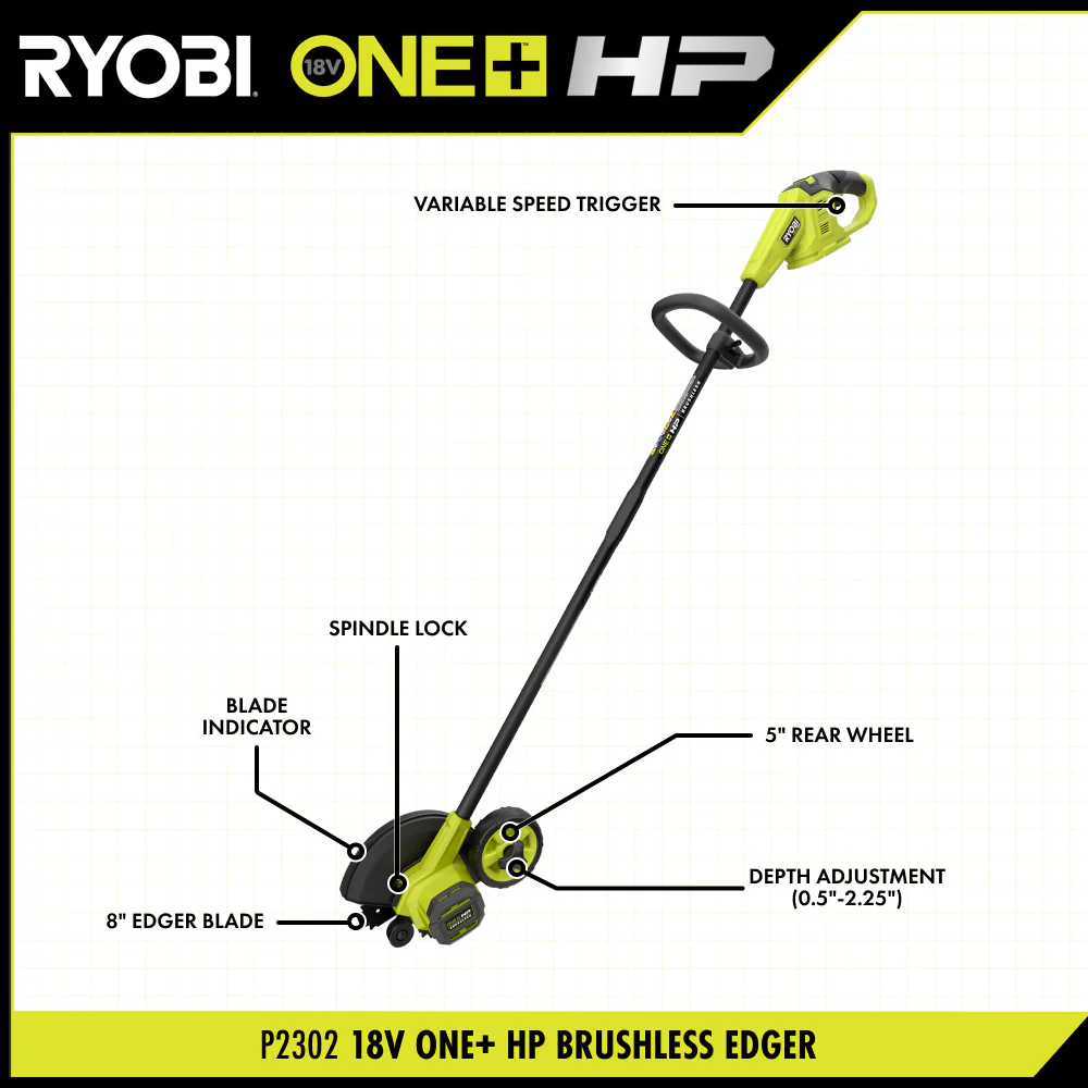 18V ONE+ HP Brushless Lawn Edger Tool With 4.0 Ah Battery and Charger - Image 5