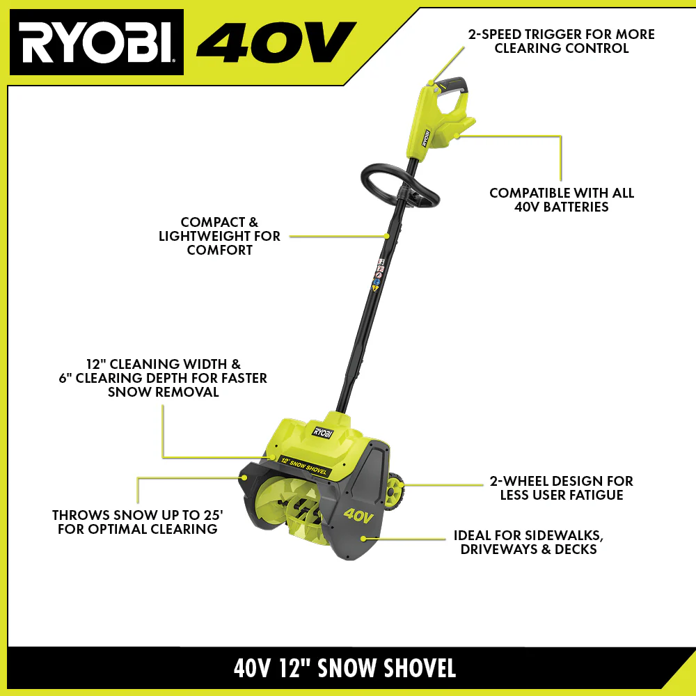 40V 12" WHEELED SNOW SHOVEL KIT - Image 2