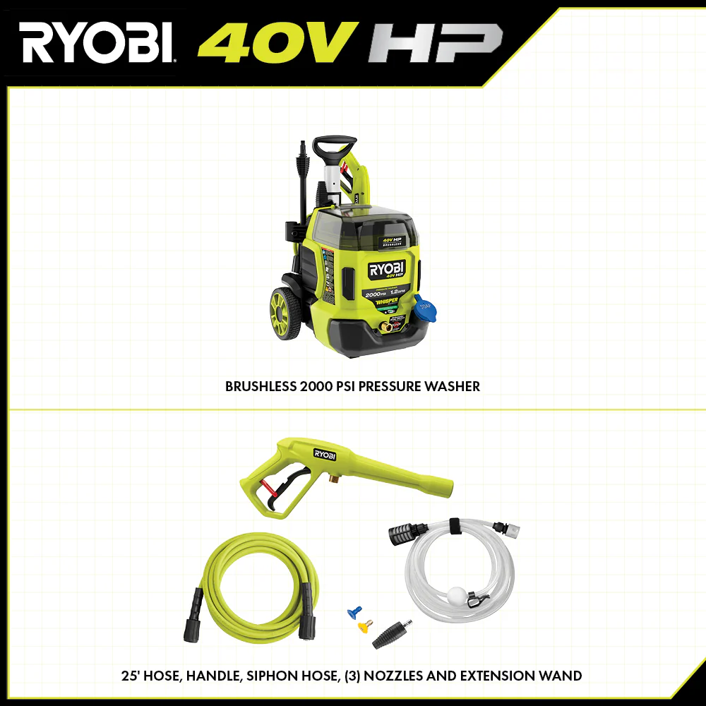 40V HP BRUSHLESS WHISPER SERIES 2000 PSI PRESSURE WASHER - Image 3