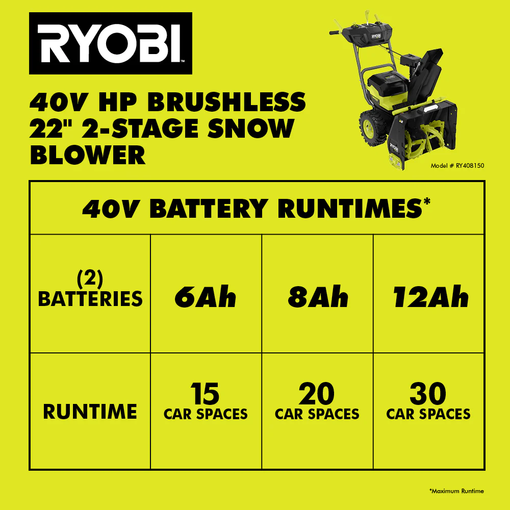 40V HP BRUSHLESS WHISPER SERIES 22" TWO-STAGE SNOW BLOWER KIT - Image 11
