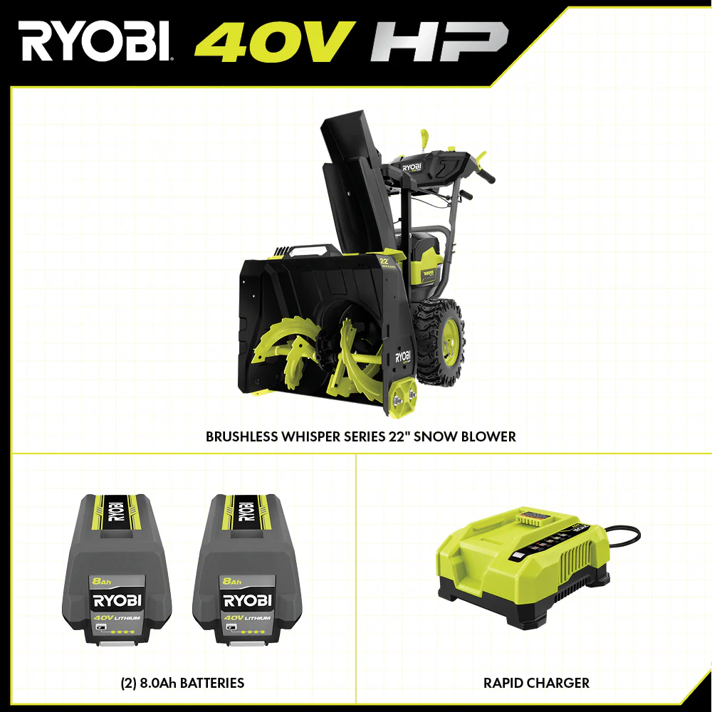 40V HP BRUSHLESS WHISPER SERIES 22" TWO-STAGE SNOW BLOWER KIT - Image 3