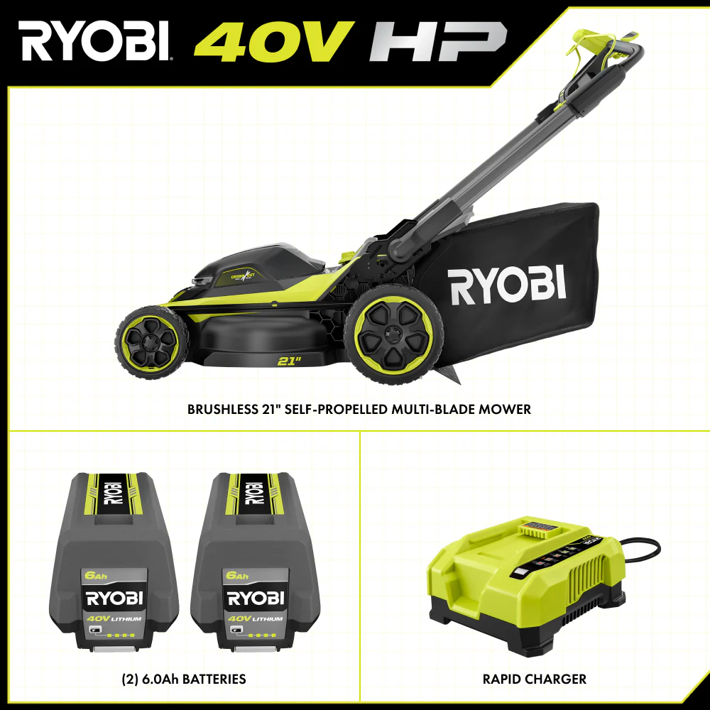 40V HP Brushless 21" Walk Behind Self-Propelled Lawn Mower w/ (2) 6.0Ah Batteries and Charger - Image 2