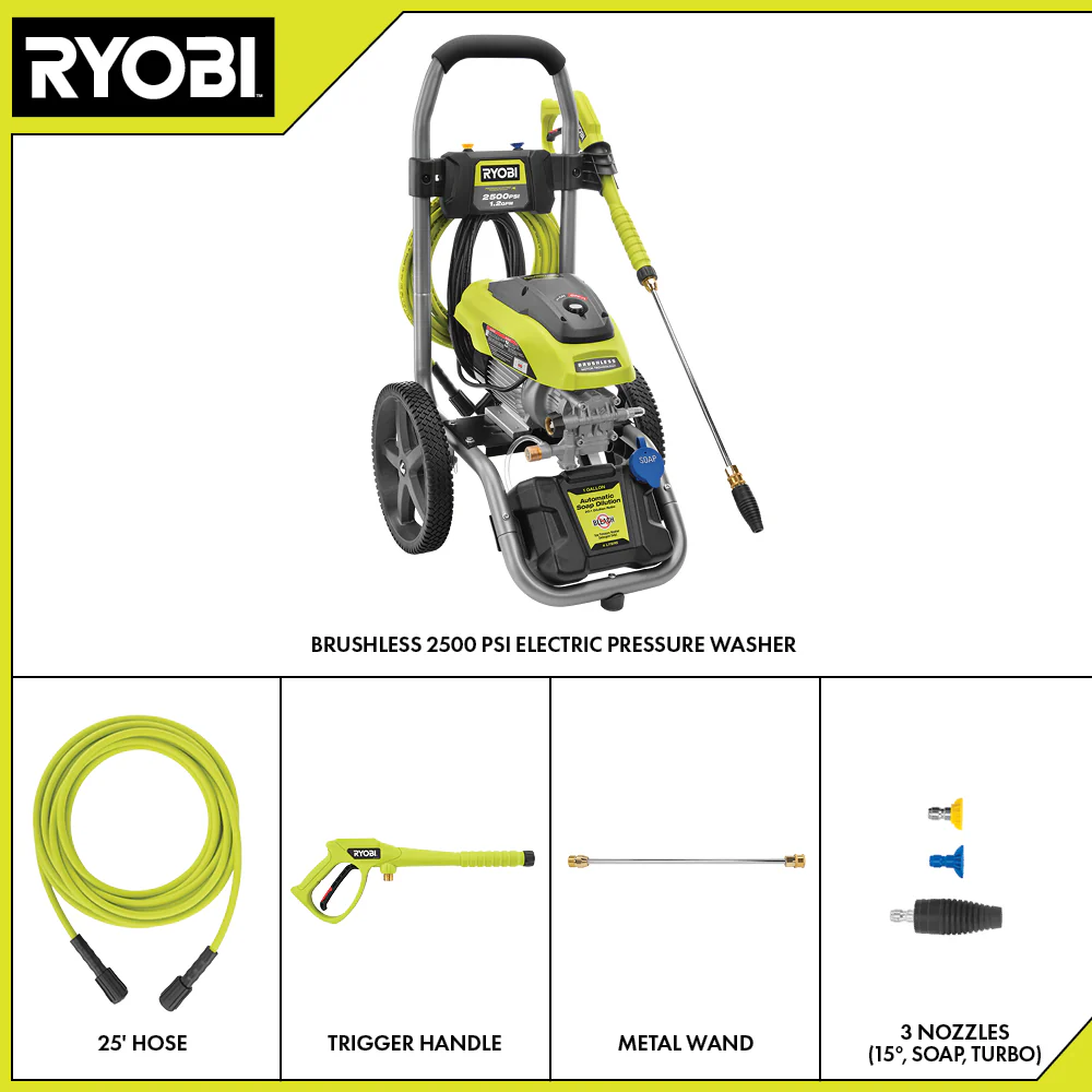 BRUSHLESS 2500 PSI ELECTRIC PRESSURE WASHER WITH FREE 12" 2300 PSI SURFACE CLEANER - Image 3