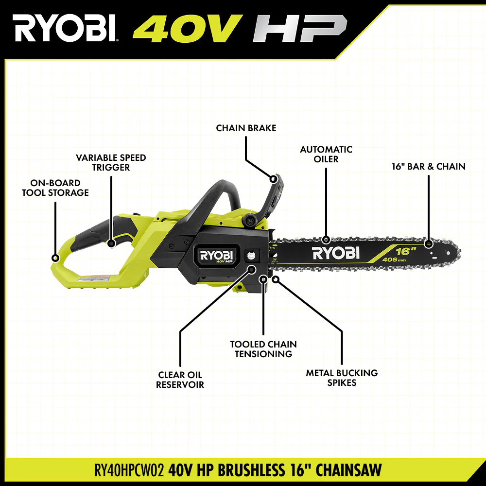 40V HP Brushless 16" Chainsaw Kit - Image 3