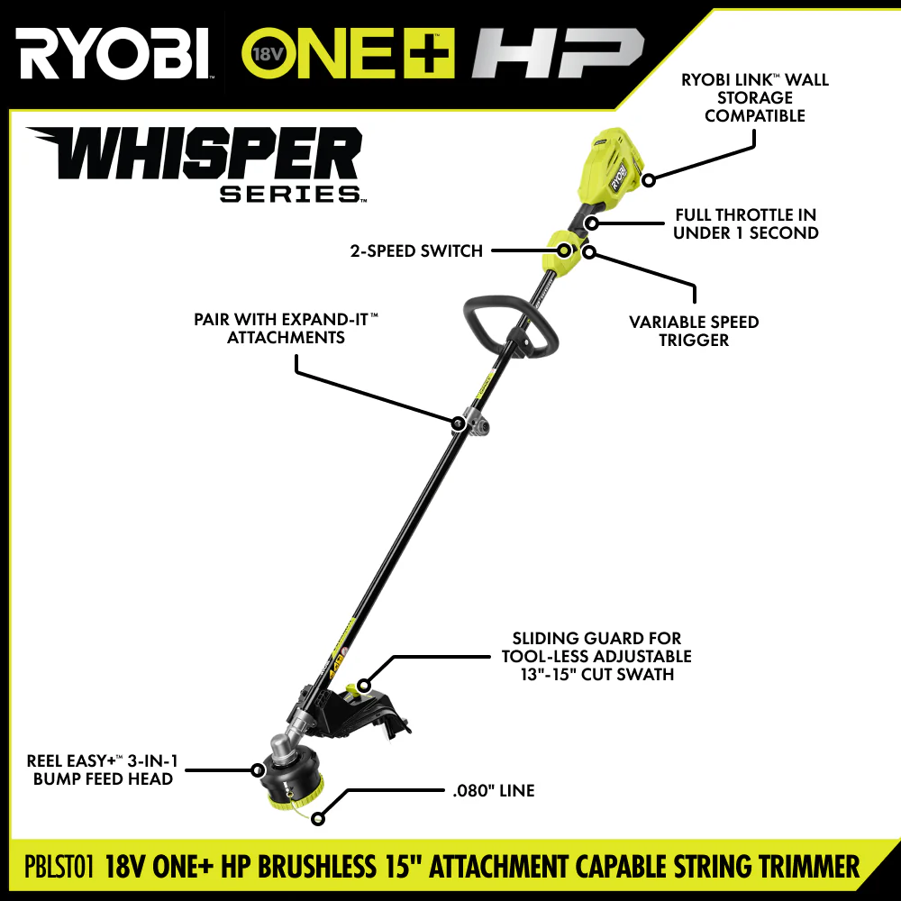18V ONE+ HP Brushless 15" Attachment Capable String Trimmer - Image 3
