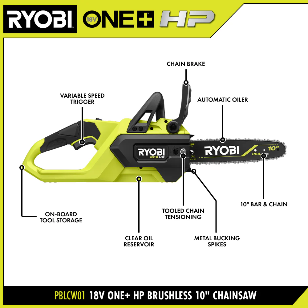 18V ONE+ HP Brushless 10” Chainsaw - Image 3