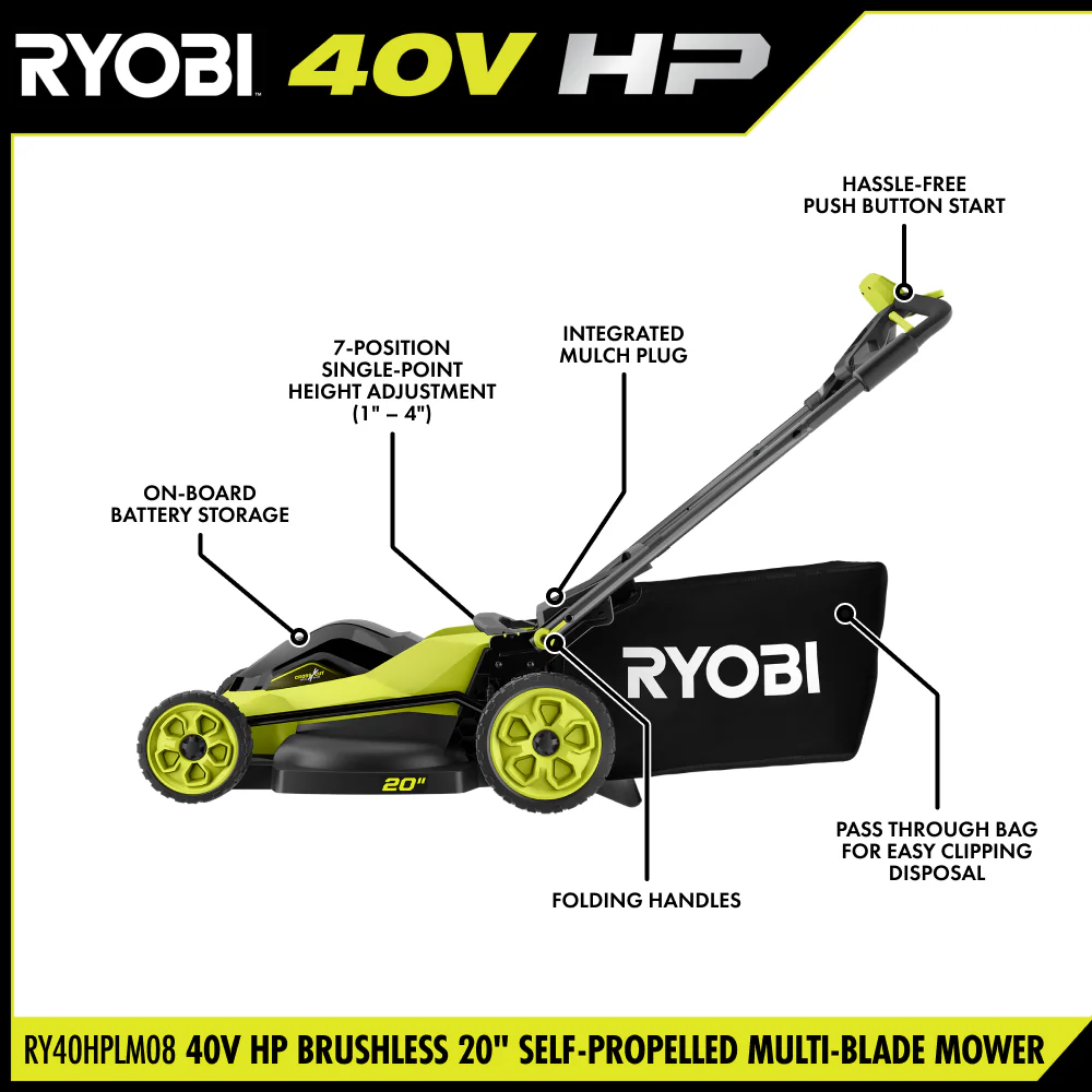40V HP BRUSHLESS 20" SELF-PROPELLED MULTI-BLADE MOWER KIT - Image 3